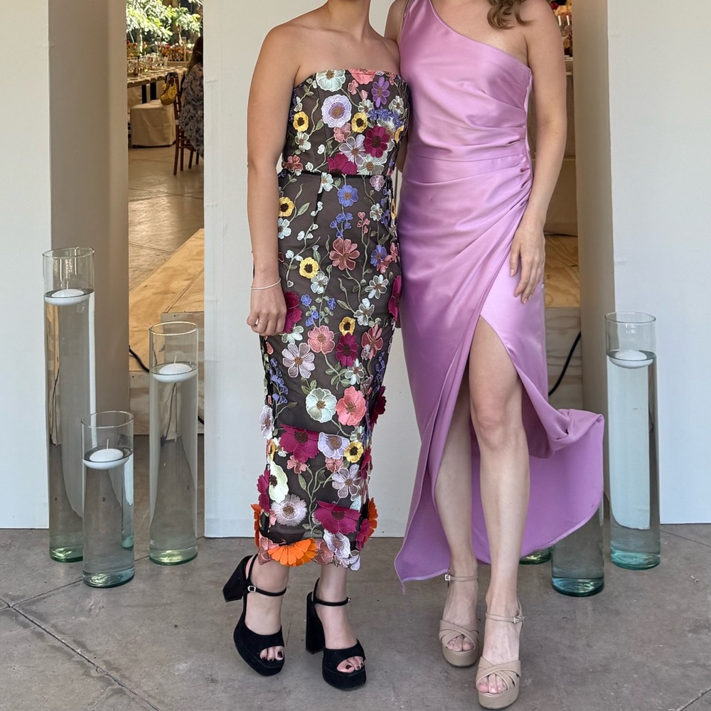 Bronx and Banco Bouquet Maraya Midi Floral Dress Valentine Strapless - Picture 2 of 4